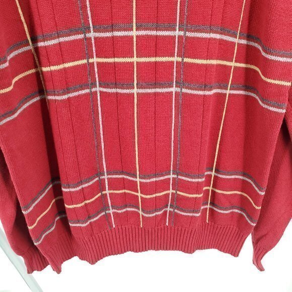Men's Oscar de la Renta XL Ribbed Red Crew Neck Sweater 100% Cotton - Picture 8 of 16